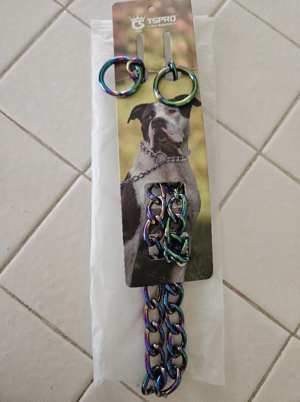 Iridescent Metal Dog Training Collar - 22 Inch Multicolor